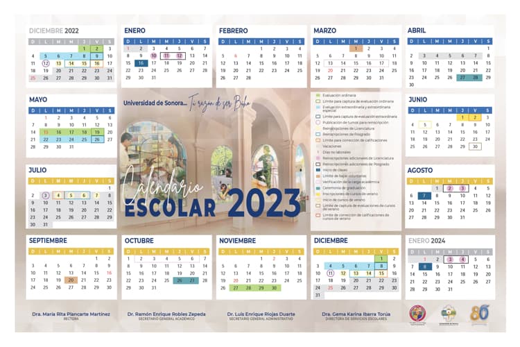 Calendario Escolar 2023 de la Unison; ingreso y descansos