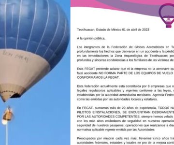 FEGAT aclara que globo incendiado no formaba parte de su equipo de vuelo