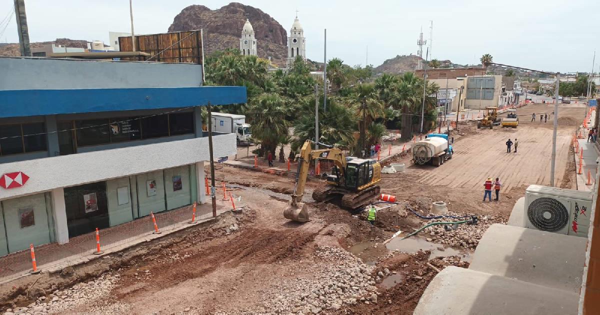 Obra de modernización de avenida Serdán registra un 30% en Guaymas