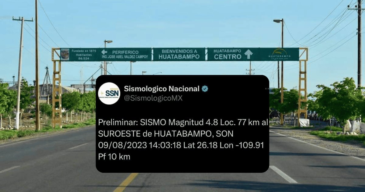 Se registra sismo de 4.8 grados en Huatabampo