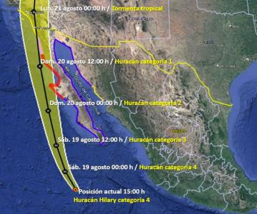 Huracán Hilary podría dejar lluvias de hasta 150 milímetros en Sonora