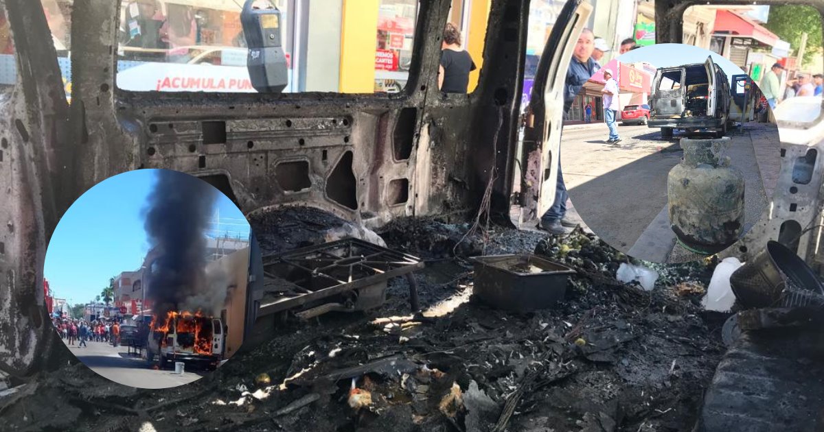 Explota camioneta de taquería por fuga en tanque gas