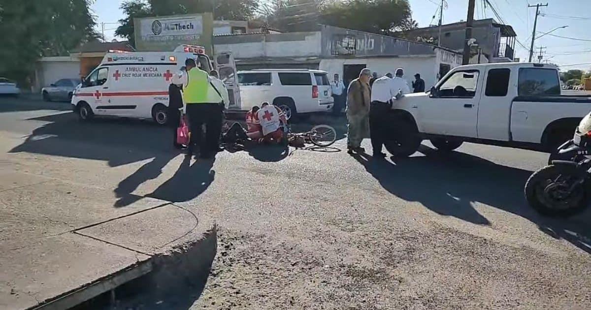 Adulto mayor es embestido por un pick up en la colonia San Benito