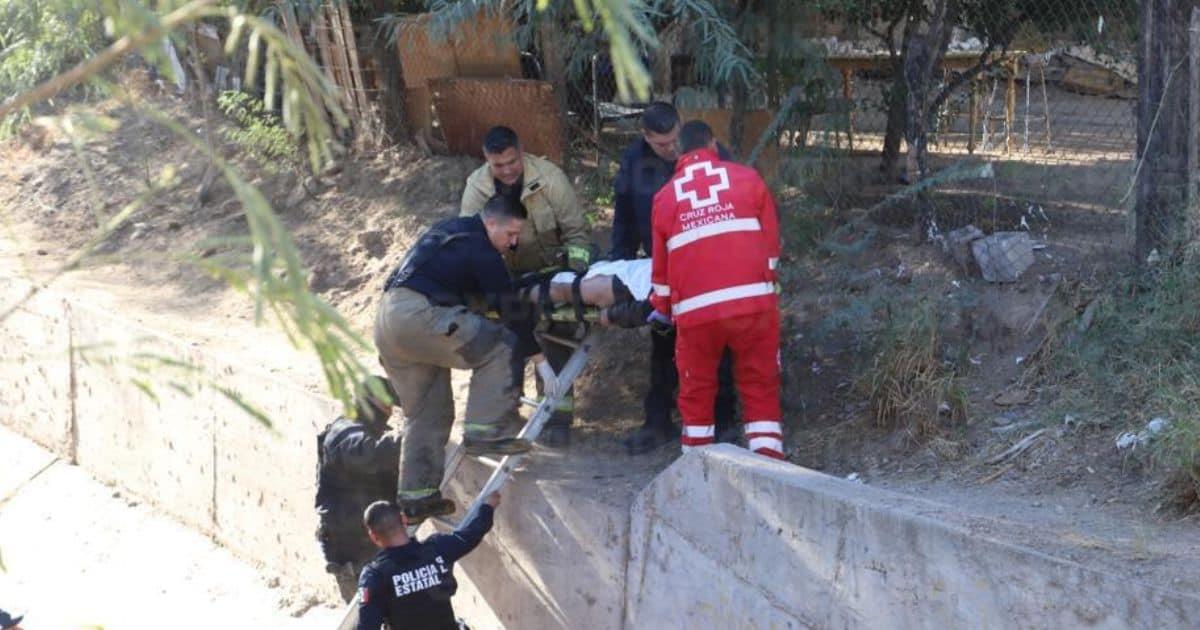 Hombre cae en canal pluvial y queda lesionado al sur de Hermosillo