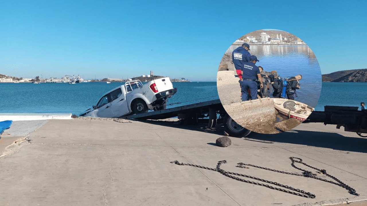 Cae vehículo en Malecón Turístico de Guaymas; no se localizaron lesionados