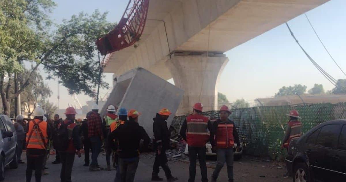 Inician trabajos para retirar dovela que cayó en obras del Tren Interurbano