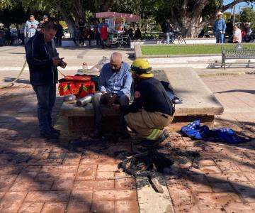 Jubilado se prende fuego frente al Palacio de Huatabampo por falta de pago