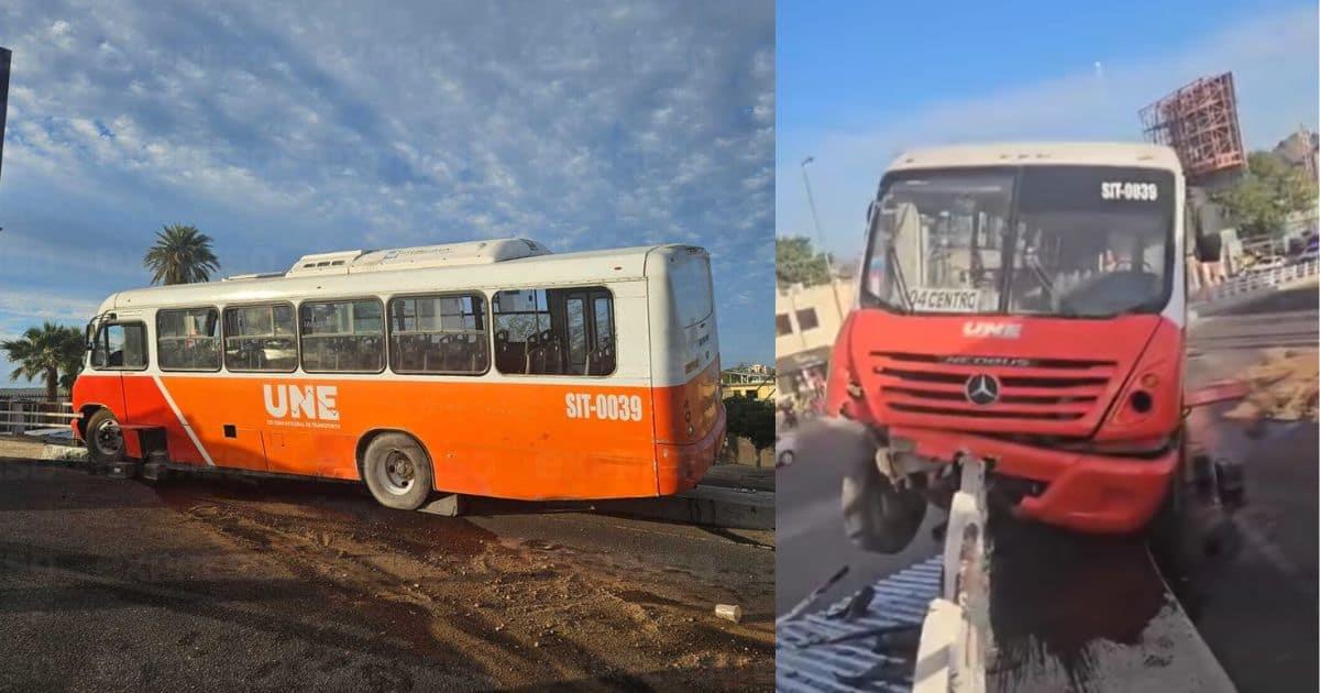 Camión de transporte sufre accidente en puente del bulevar Luis Encinas