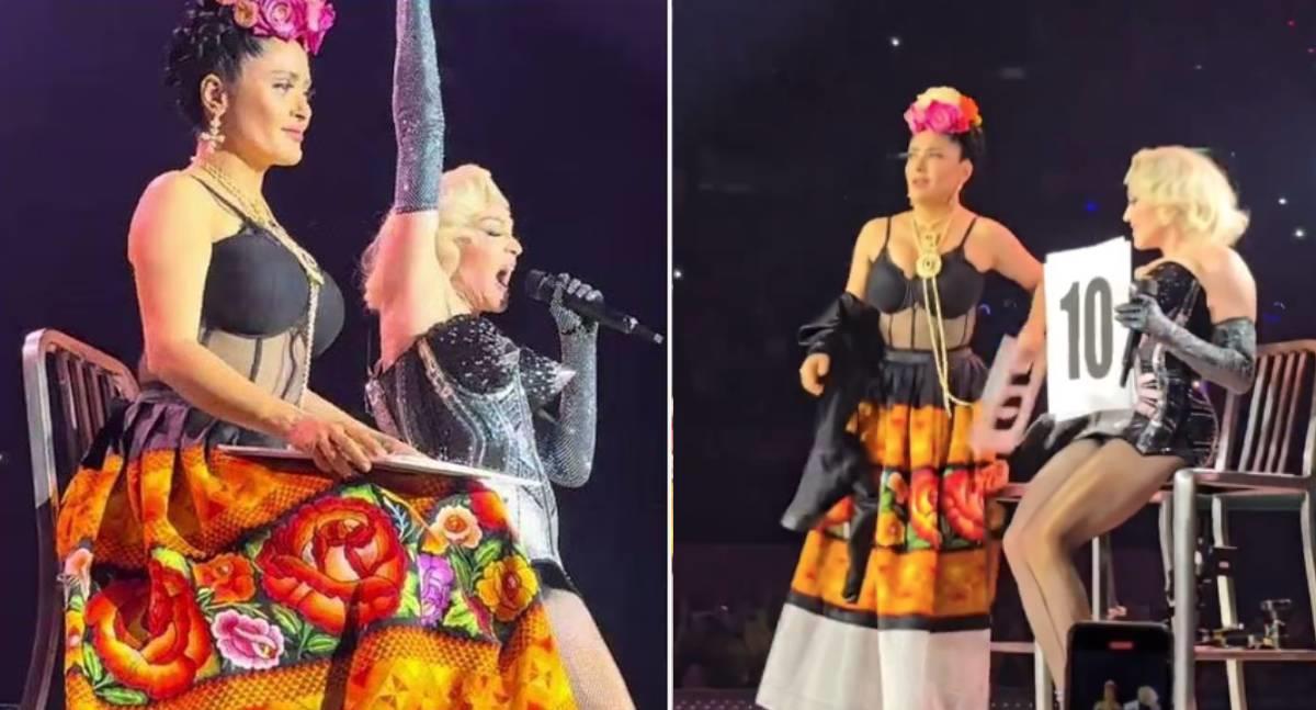 Madonna sube al escenario a Frida Kahlo encarnada en Salma Hayek