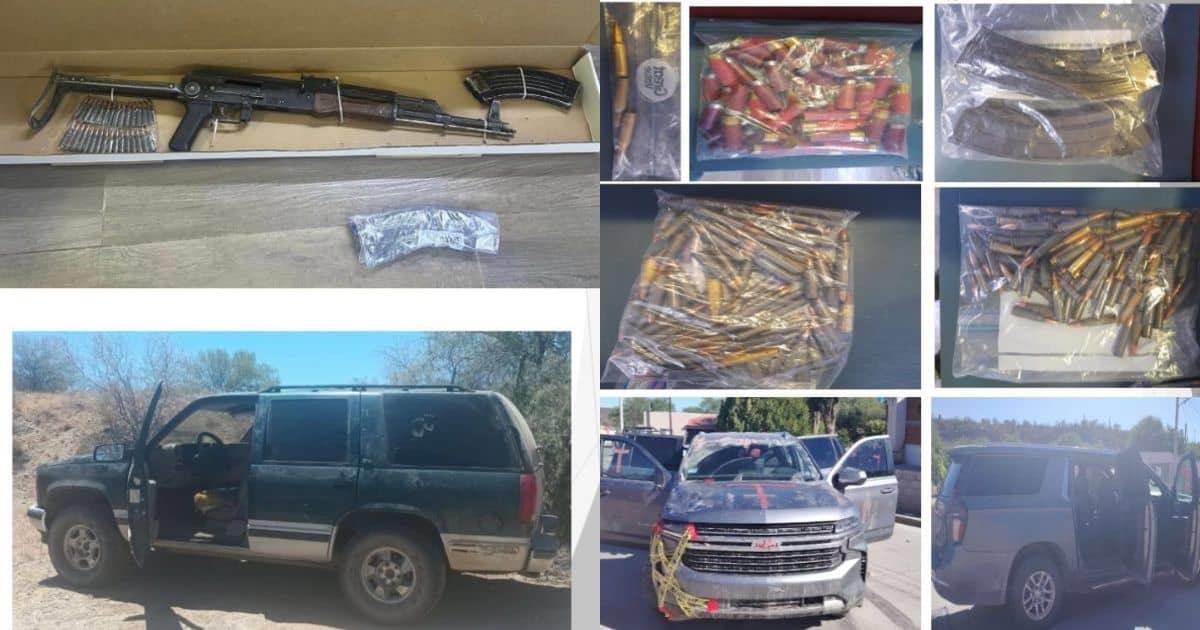 Detienen a tres personas y decomisan arsenal de armas al norte de Sonora