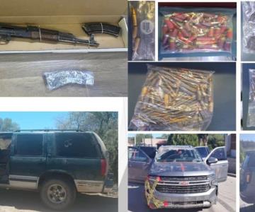 Detienen a tres personas y decomisan arsenal de armas al norte de Sonora