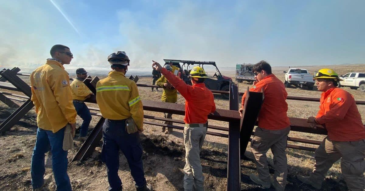 Combaten incendios forestales en línea fronteriza en Agua Prieta