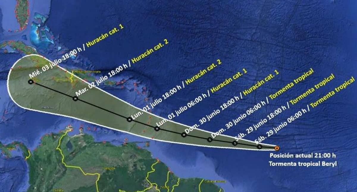 Tormenta Tropical Beryl: evolución y riesgos