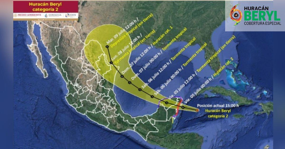 Activan Alerta Roja en estos municipios de Quintana Roo por huracán Beryl