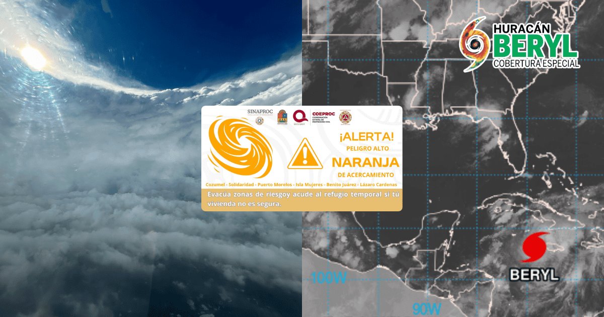 Quintana Roo pasa a alerta naranja por llegada del huracán Beryl