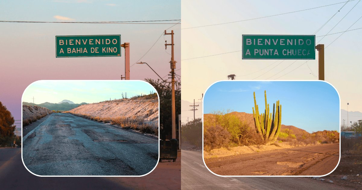 Carreteras a Bahía de Kino y Punta Chueca en ruinas; más de mil 500 baches