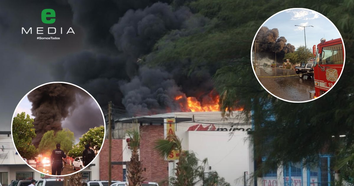 Incendio arrasa bodegas en el poniente de Hermosillo; zona es evacuada