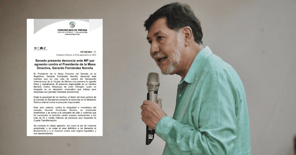 Gerardo Fernández Noroña denuncia agresión en el aeropuerto de la CDMX