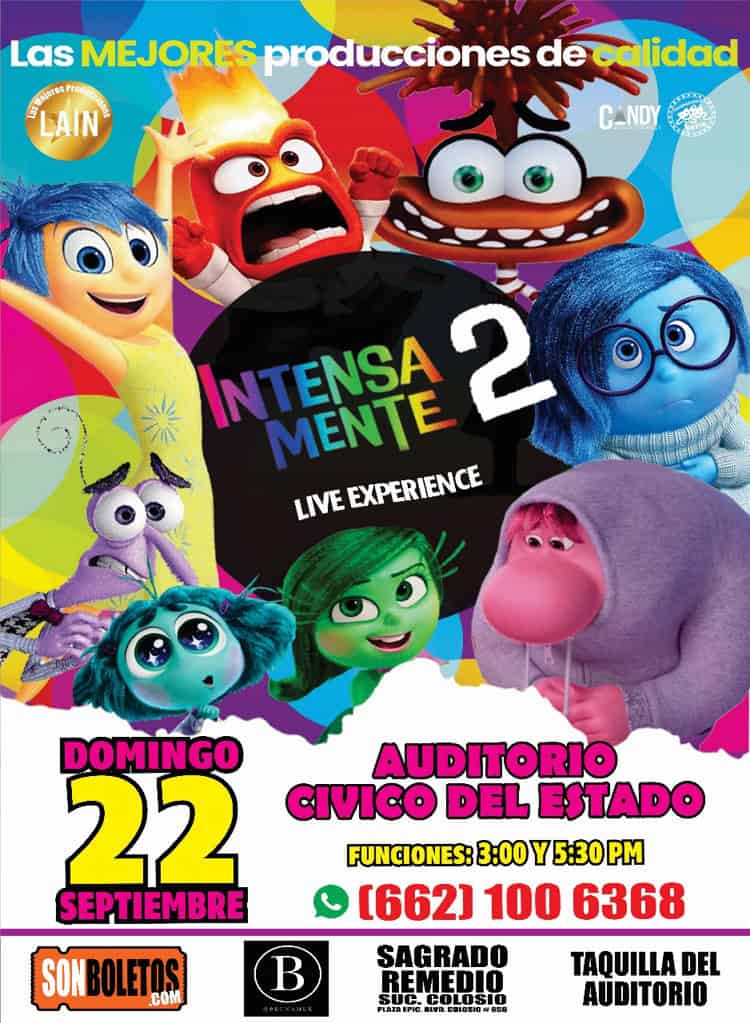 ¡Intensamente 2 llega al teatro de Hermosillo!