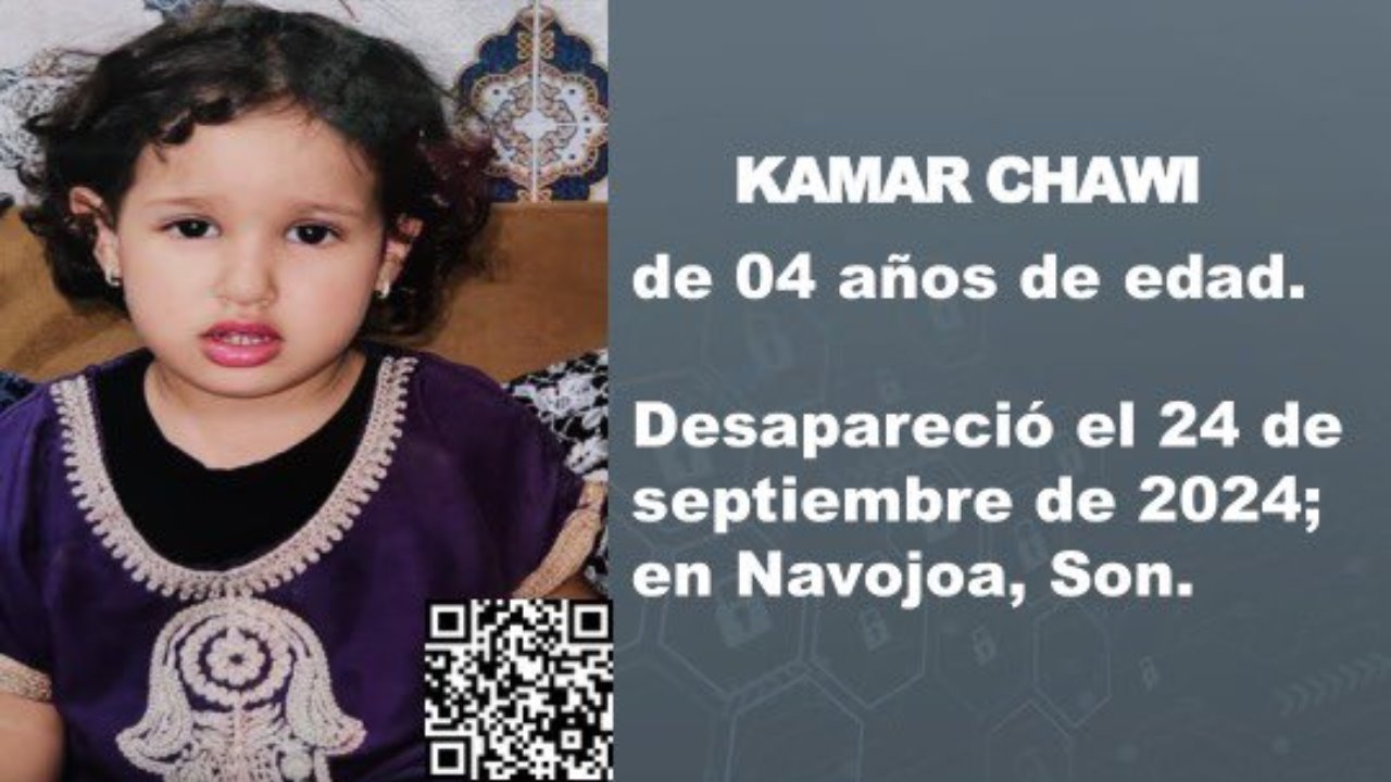 Activan Alerta Amber para localizar a menor de 4 años desaparecida en Navojoa