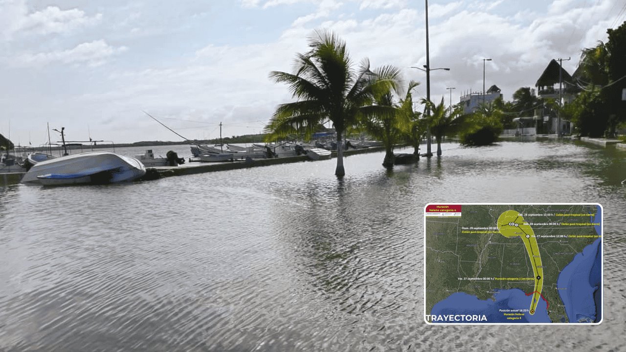 Huracán Helene deja afectaciones en su paso por Yucatán y Quintana Roo