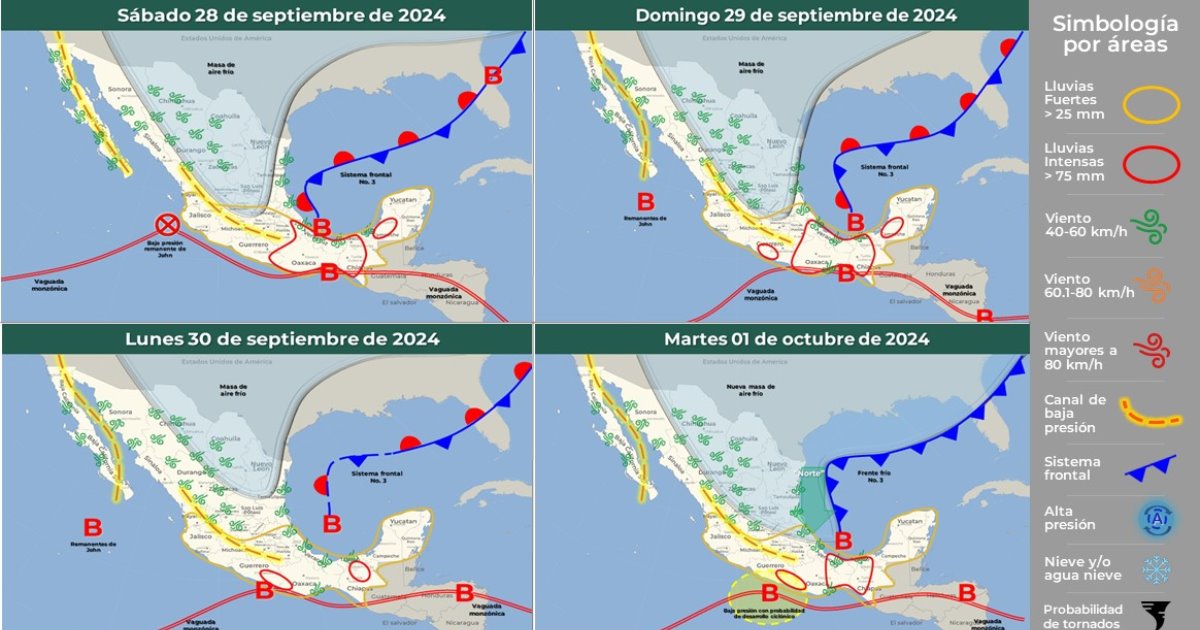 Continuarán lluvias por remanentes de John