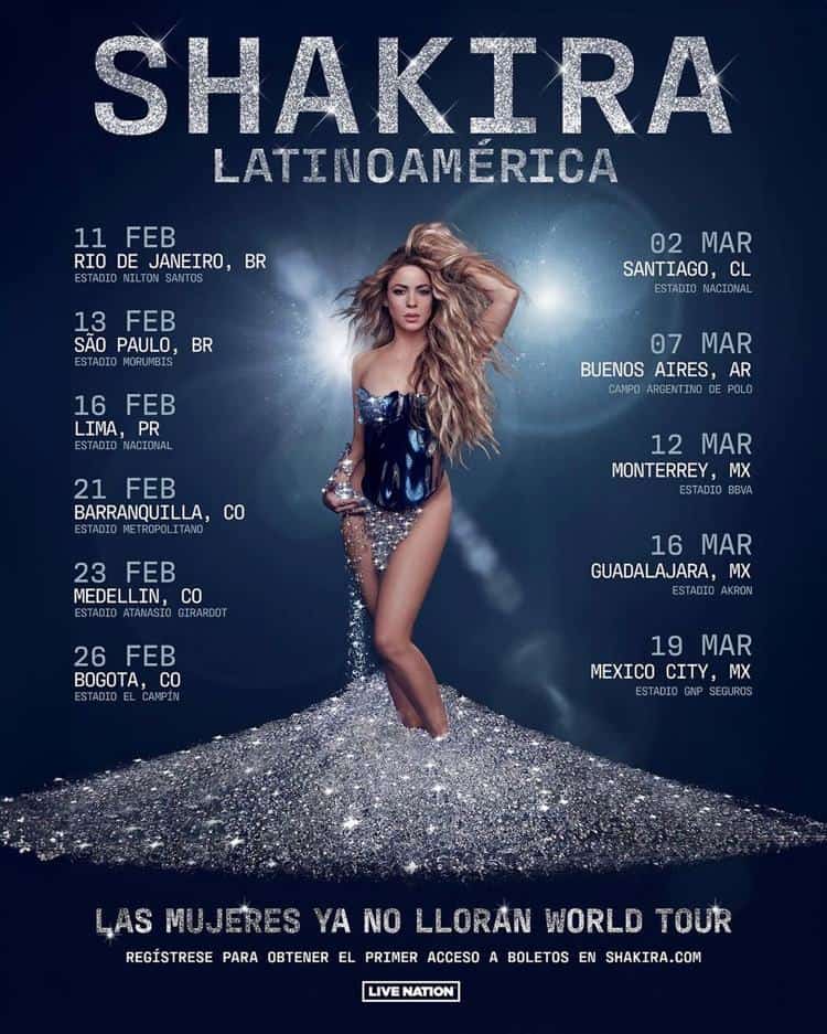 Shakira anuncia fechas de tour Las Mujeres Ya No Lloran en México