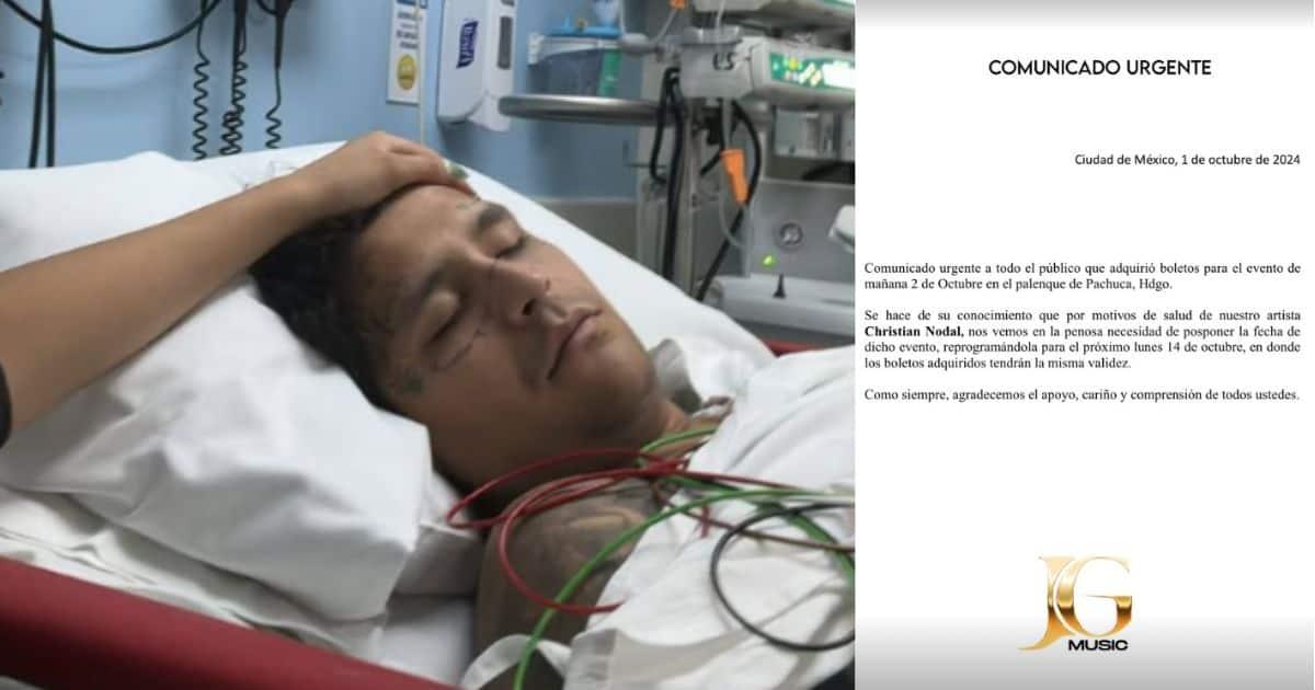 Christian Nodal pospone concierto en Hidalgo tras ser hospitalizado