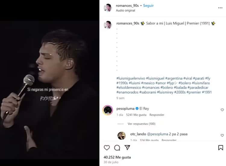 Peso Pluma se declara fan de Luis Miguel y lo llama El Rey