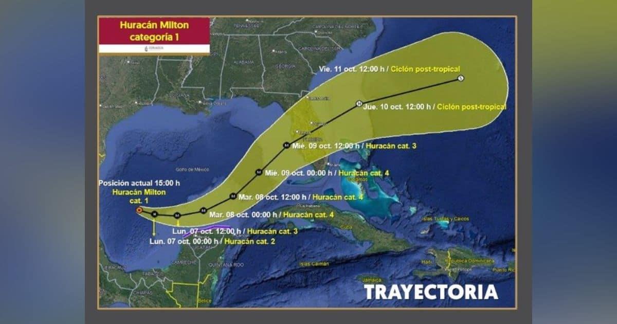 Milton se intensifica a huracán categoría 1; activan alerta en Yucatán