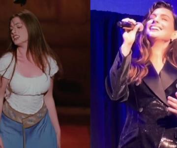 Anne Hathaway canta Somebody to Love de Queen en evento de Kamala Harris