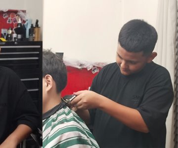 Emiliano León destaca como barbero con 14 años de edad