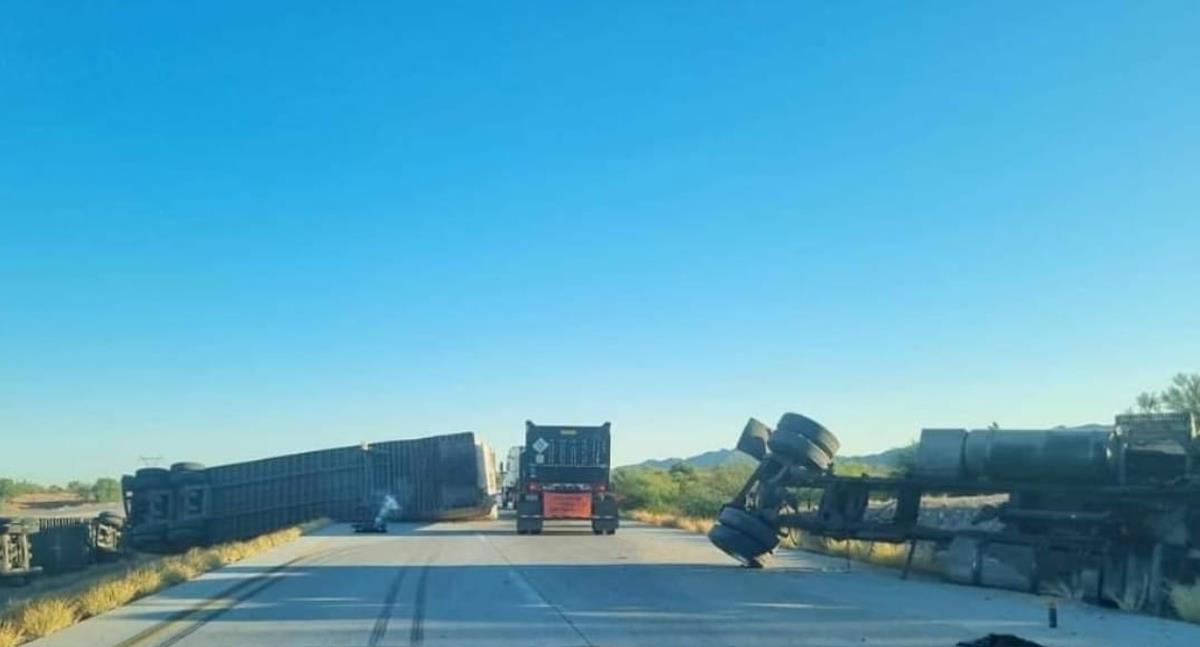 Tránsito lento en la carretera Guaymas-Hermosillo por accidente