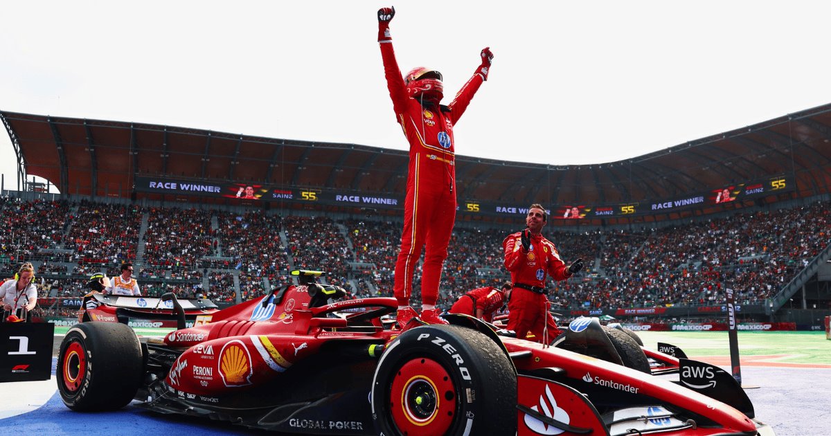 Carlos Sainz rompe sequía de Ferrari en GP de México; Checo termina último