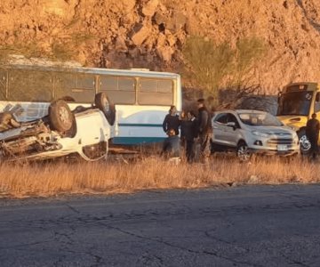 Volcadura deja una persona lesionada en la carretera Guaymas-Empalme