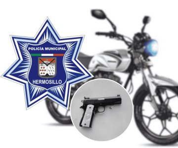 Detienen a tres hombres con arma de fuego tras robo de motocicleta