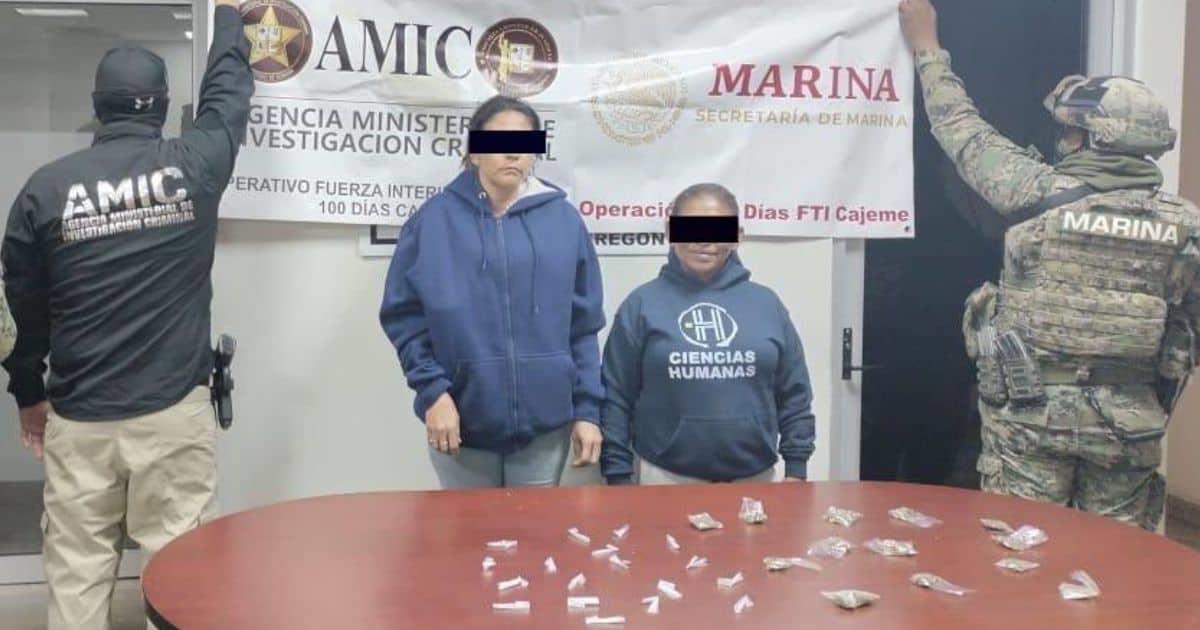 Detienen a dos mujeres por distribución de droga tras operativo en Obregón