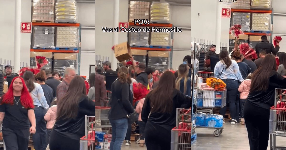 Clientes se enfrentan por ramos de flores en Costco de Hermosillo