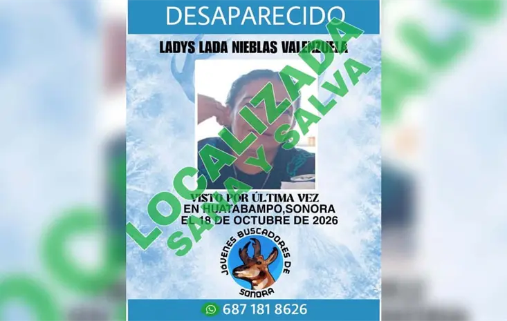 Localizan a mujer reportada desaparecida en Huatabampo; se fue a una fiesta a Nogales