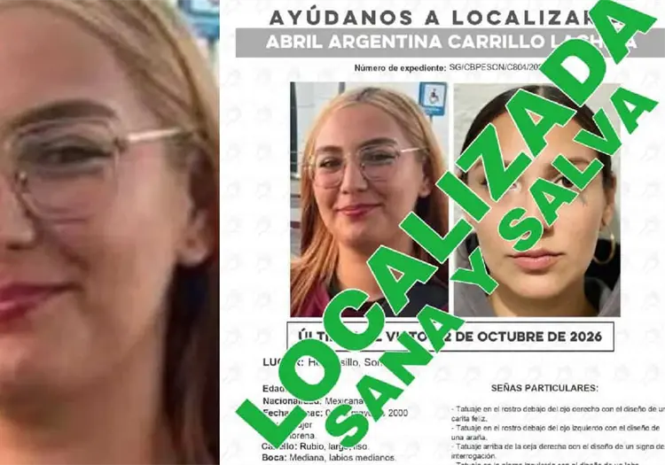 Localizan sana y salva a Abril Argentina, reportada como desaparecida en Hermosillo