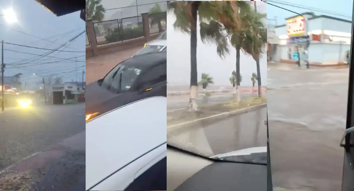 Tormenta inunda calles de Guaymas; reportan vehículos varados y agua en viviendas