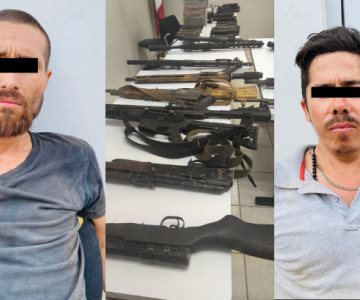 Detienen a 2 sinaloenses y aseguran gran cantidad de armas y drogas en SLRC