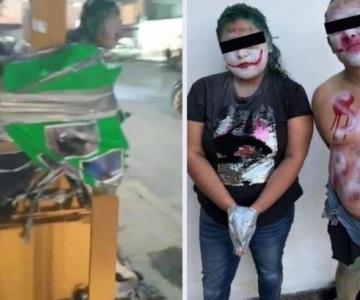 Lo apodan el Batman de Tamaulipas; captura y pinta a ladrones como el Joker