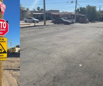 Letreros logran su cometido... a medias; arreglan pequeño tramo de calle en la Álvaro Obregón