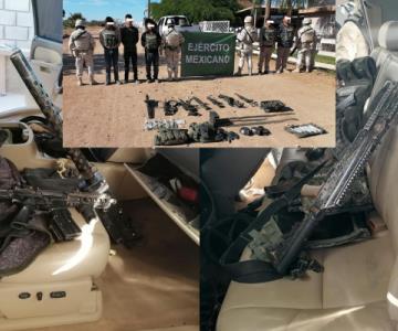 Ejercito detiene y asegura a personas con armamento en Caborca