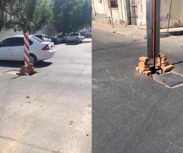 Alcantarilla genera caos vial en el Centro de Hermosillo